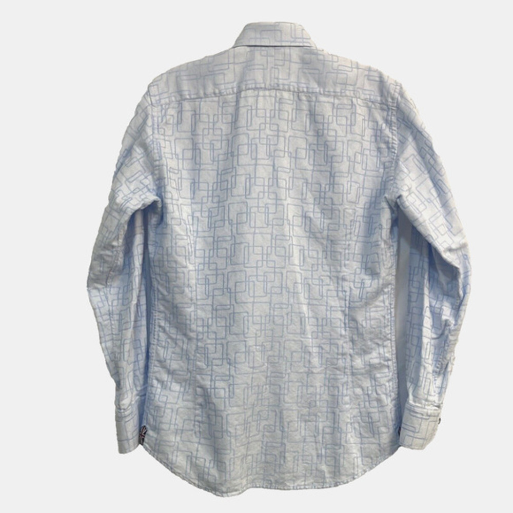 Curtis Chelsea Mens Dress Shirt Sz Large Blue w/Designs & Faint Paisley Pattern - Picture 5 of 9